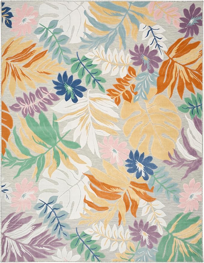 Nourison Home Suncoast Multicolor 7'10" x 9'10" Area Rug - Easy Clean, Non Shedding, Bed Room, Living Room, Dining Room, Kitchen (8' x 10')