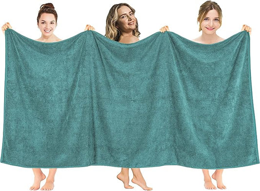 American Soft Linen Oversized Bath Sheet 40x80 Extra Large for Bathroom, 600 GSM 100% Cotton Turkish Jumbo Bathsheet Towels for Adults, Teal Bath Sheet