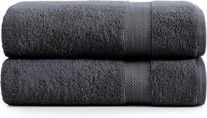 LANE LINEN (35"x66" Large Bath Sheets Set of 4-100% Cotton Bath Sheet - Fade Resistant, Machine Washable & Highly Absorbent - Oversized Luxury Bath Towel for Bathroom - Hotel Quality Black Towels