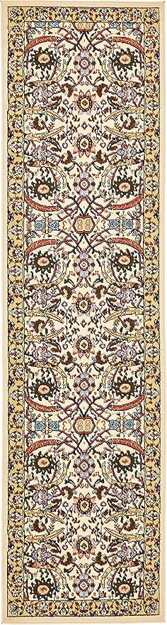 Unique Loom Espahan Collection Area Rug - Cape Cod (2' 7" x 10' Runner, Cream/ Black)