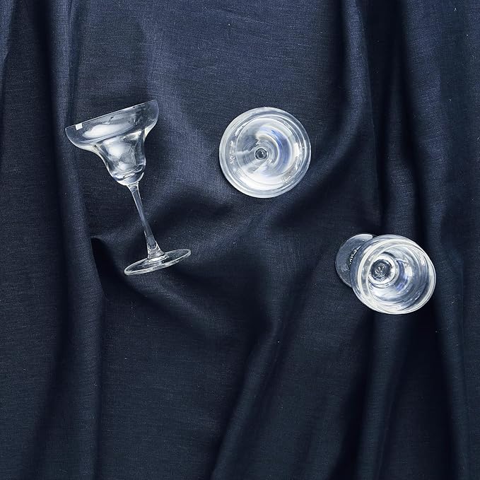 Solino Home Navy Blue Linen Tablecloth 60 x 120 Inch - 100% Pure Linen Table Cloth for Rectangle Tables - Fete, Machine Washable Tablecloth for Holiday, Winter, New Year