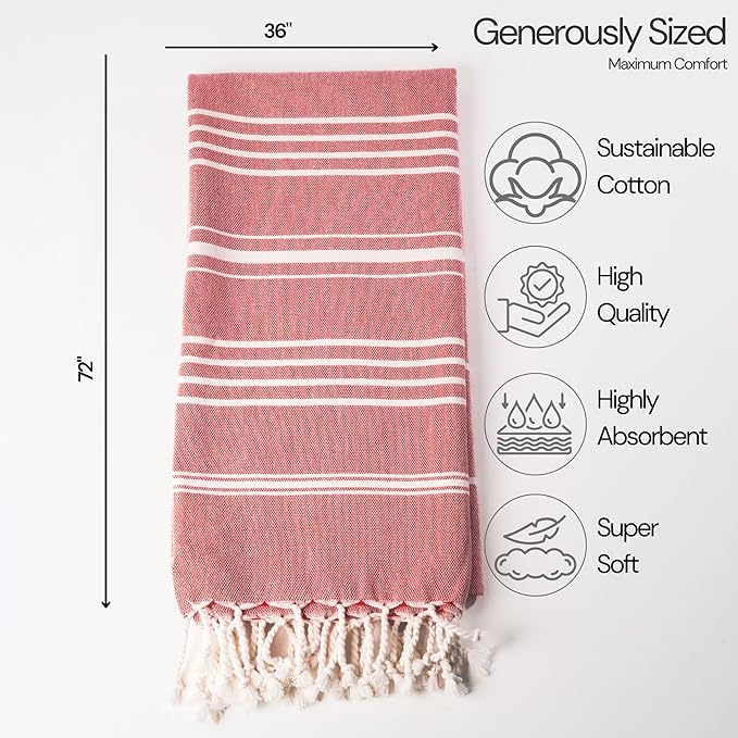 Salt Earth 100% Cotton Sateen Weave Beach Towel, Set of 4-36" X72" Large Bath Towels, Quick Dry Towel, Bathroom, Beach Essentials, Gym, Quick Dry for Shower, Lightweight Large Towels (Lavender Red)