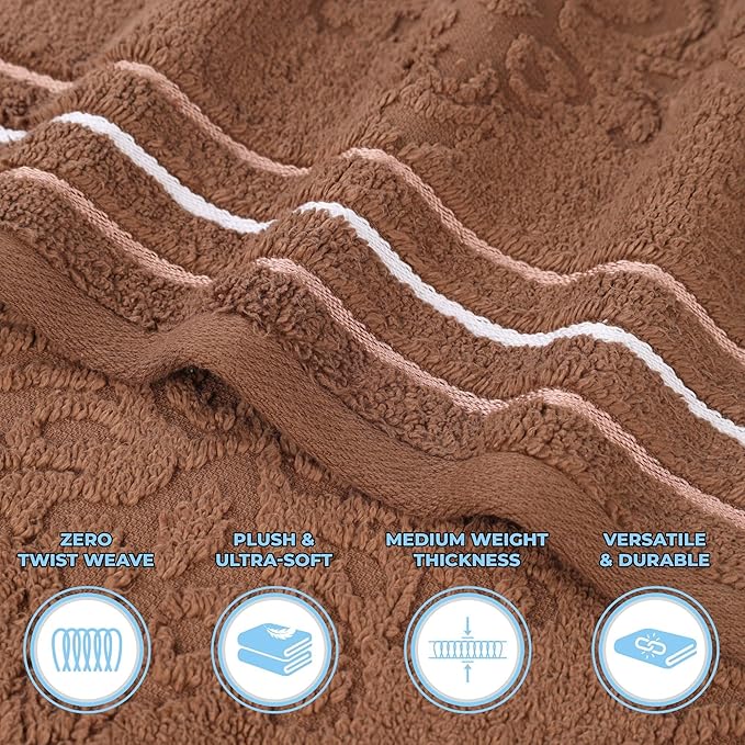 Superior Cotton Bath Sheet Set, Zero Twist, Oversized Large Absorbent Body Towels, Luxury Soft Drying, Shower, Spa, Hotel, Pool, Guest Bathroom, Home Essentials, Assorted Floral Set of 2, Chocolate