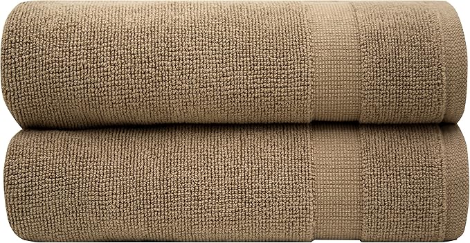 Bumble Towels Bliss Luxury 2 Pack Banded Bath Mats - 22" x 34" - Premium Quality Bath Mat Set - 1000 GSM - Soft Combed Cotton, Absorbent (Mocha)