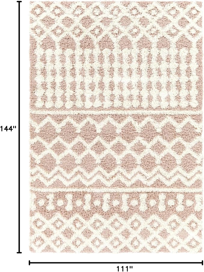 Livabliss Hapsburg Moroccan Shag Area Rug,9'3" x 12',Dusty Pink