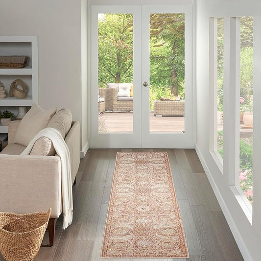 Nourison Home Heirloom Blend Brick 2'2" x 10' Area Rug - Easy Clean, Non Shedding, Bed Room, Living Room, Dining Room, Kitchen (10' Runner)