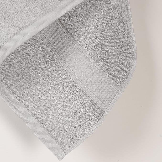 Superior Egyptian Cotton Pile Bath Towel Set of 2, Ultra Soft Luxury Towels, Thick Plush Essentials, Absorbent Heavyweight, Guest Bath, Hotel, Spa, Home Bathroom, Shower Basics, Silver