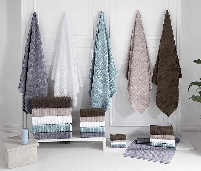 Classic Turkish Towels CTT - Luxury 6 Piece Towel Set, 100% Turkish Cotton, Absorbent & Comfy, 2 Bath Towels, 2 Hand Towels & 2 Washcloths | (Grey)