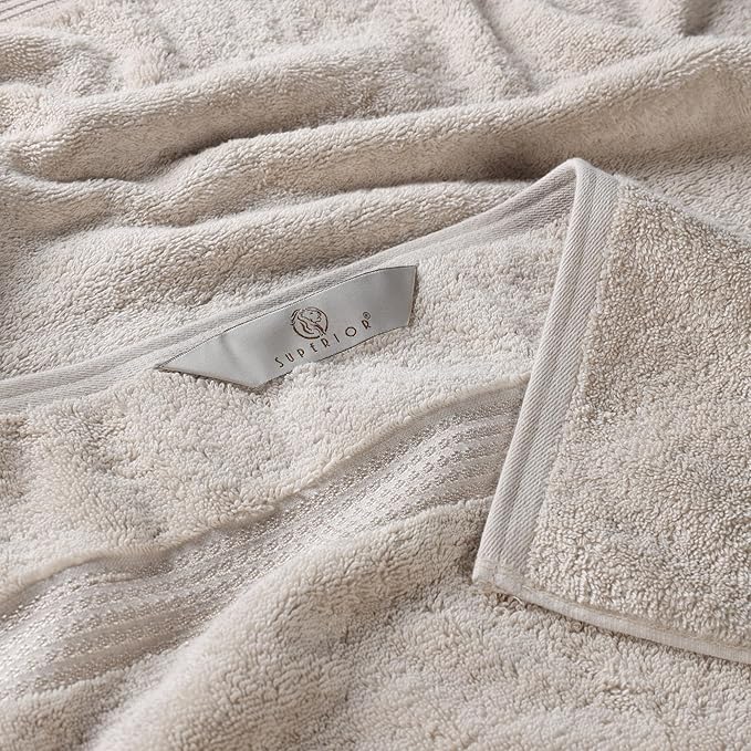 Superior Egyptian Cotton Bath Towel Set, Home Bathroom Towels, Master, Guest Bath, Decor Essentials, Quick Dry, Absorbent, Large Body Towels, Spa, Hotel, Resort, Adult, Kids, Set of 2, Stone