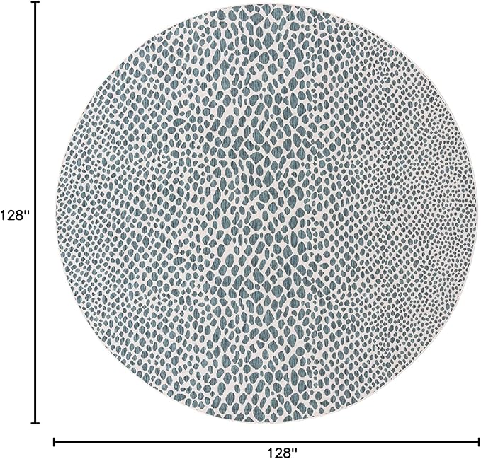 Unique Loom Jill Zarin Jill Zarin Outdoor Collection Area Rug - Cape Town (10' 8" Round, Teal/Ivory)