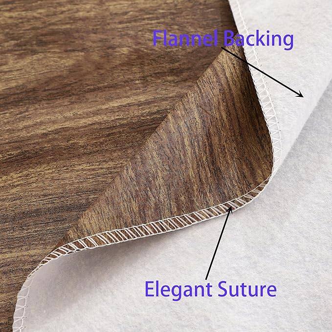 Walrus Heavy Duty Vinyl Tablecloth with Flannel Backing Waterproof Oil-Proof Plastic Table Cloth Stain-Resistant Wipeable Rectangle or Square Table Cover for Indoor and Outdoor (Wood, 60X102 Inch)
