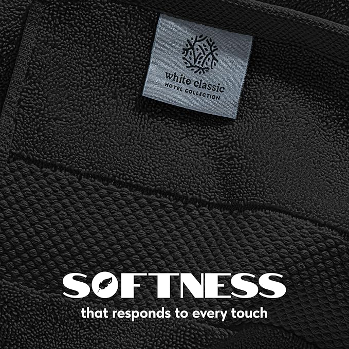 White Classic Luxury Soft Black Bath Sheet Towels - 650 GSM Cotton Luxury Bath Towels Extra Large 35x70 | Highly Absorbent and Quick Dry | Hotel Collection Extra Large Bath Towels Oversized, 2 Pack