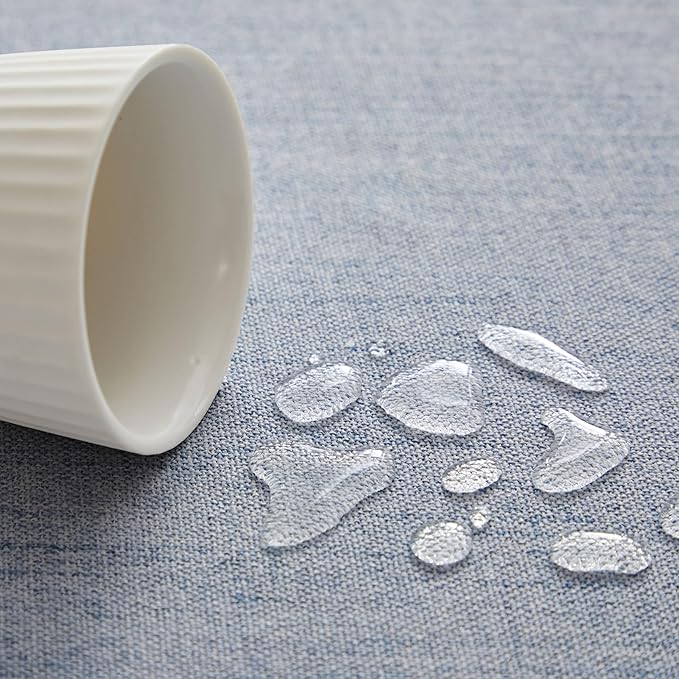 Linen Tablecloth with Tassels, Farmhouse Style Blue Tablecloth, Water Resistant Burlap Tablecloths for Round Table, 60 Inch Round Blue
