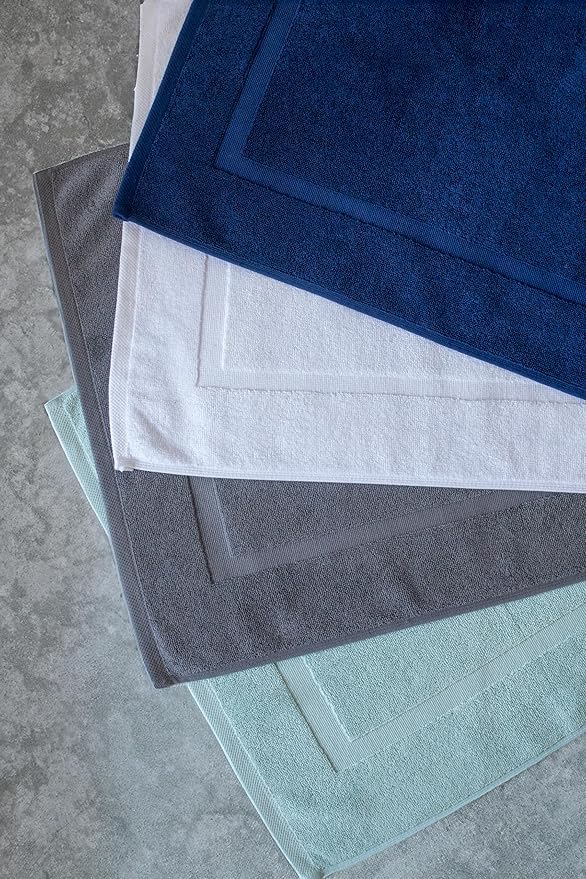 SALBAKOS 100% Turkish Cotton Bath Mat Set 2-Piece - 20x34 inch, Premium Quality Hotel Collection, Soft, Absorbent, Long Lasting, Durable Bathroom Rugs | Made in Turkey (Seafoam Green, 2 Bath Mats)