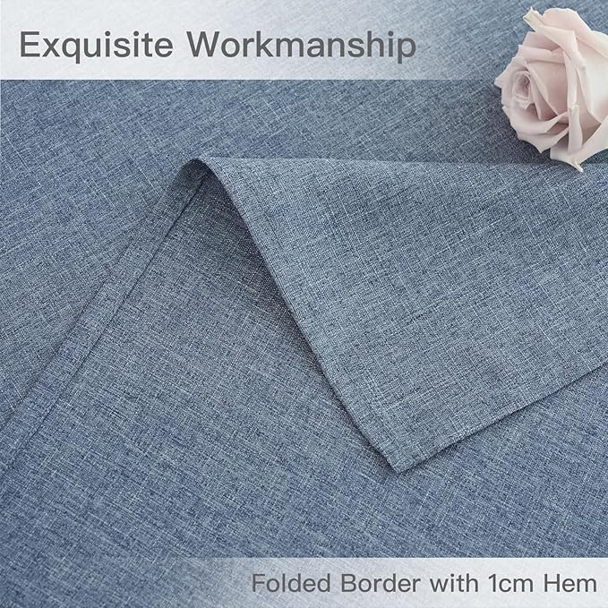 maxmill Square Linen Tablecloth Water Resistance Antiwrinkle Spillproof Stain Proof Fabric Table Cloth, Decorative Fabric Table Cover for Banquet Party Event Holiday Dinner, 70 x 70 Inch, Demin Blue