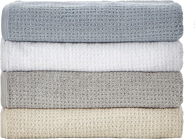 Nautica - Bath Towels, 100% Soft & Absorbent Cotton with Waffle Texture, Highly Absorbent & Quick Dry, Medium Weight Bathroom Towels (Oasis Beige, 8 Piece)