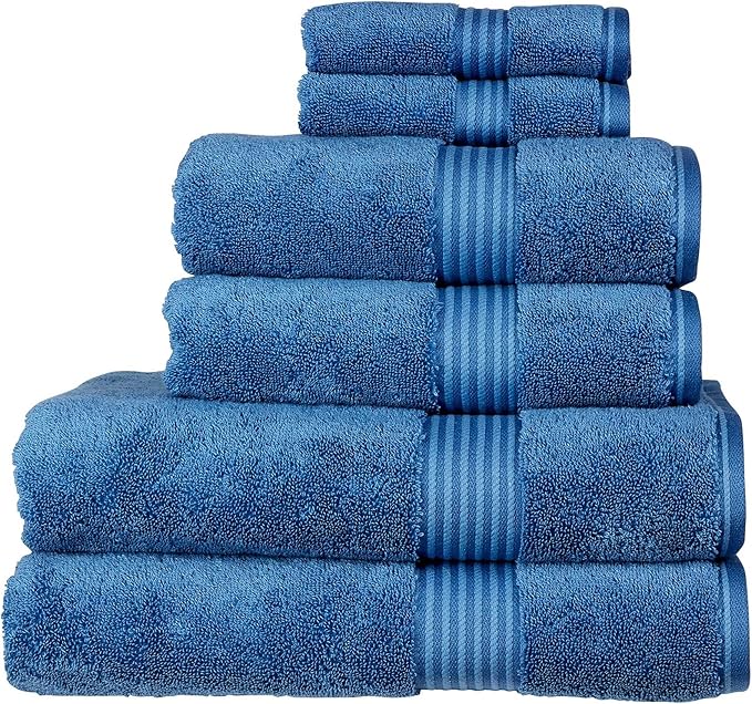 Christy Supreme Hygro 6 Piece Towel Set | Deep Sea Blue | 100% Luxury Supima Cotton | Ultra Soft | Super Absorbent | 650GSM | 2 Bath Towels 2 Hand Towels 2 Face Cloths