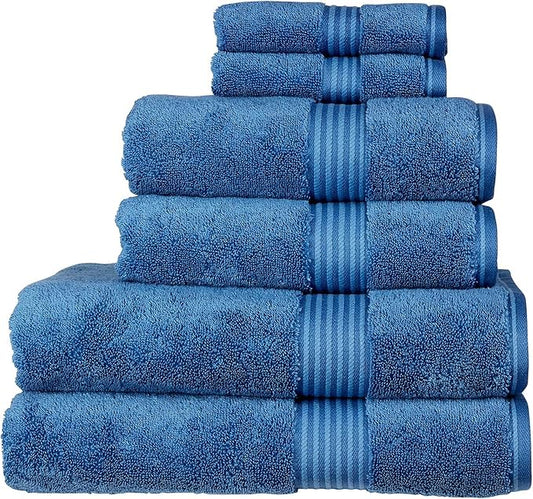 Christy Supreme Hygro 6 Piece Towel Set | Deep Sea Blue | 100% Luxury Supima Cotton | Ultra Soft | Super Absorbent | 650GSM | 2 Bath Towels 2 Hand Towels 2 Face Cloths
