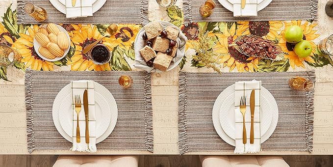 DII Variegated Tabletop Collection, Placemat Set, 13x19, Mushroom, 6 Piece