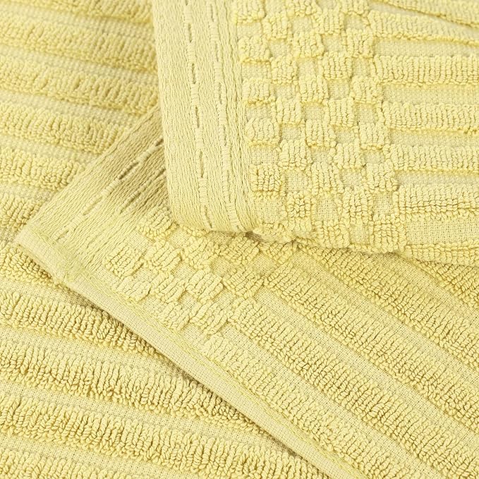 Cotton 4-Piece Solid and Ribbed Hand Towel Set, Hand Towels- 16" x 28", Golden Mist by Superior