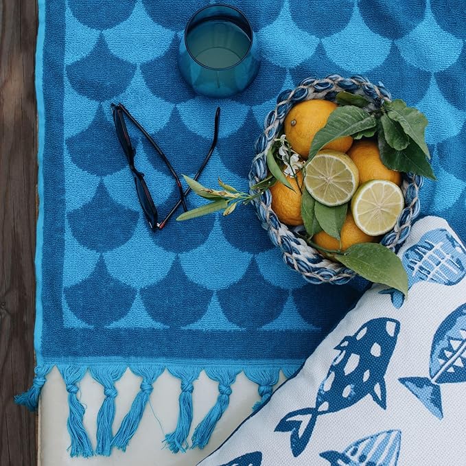 sea me at home 100% Turkish Cotton Bath, Beach, and Pool Towel with Unique Design - 31x62 Inches (Ocean Breeze)