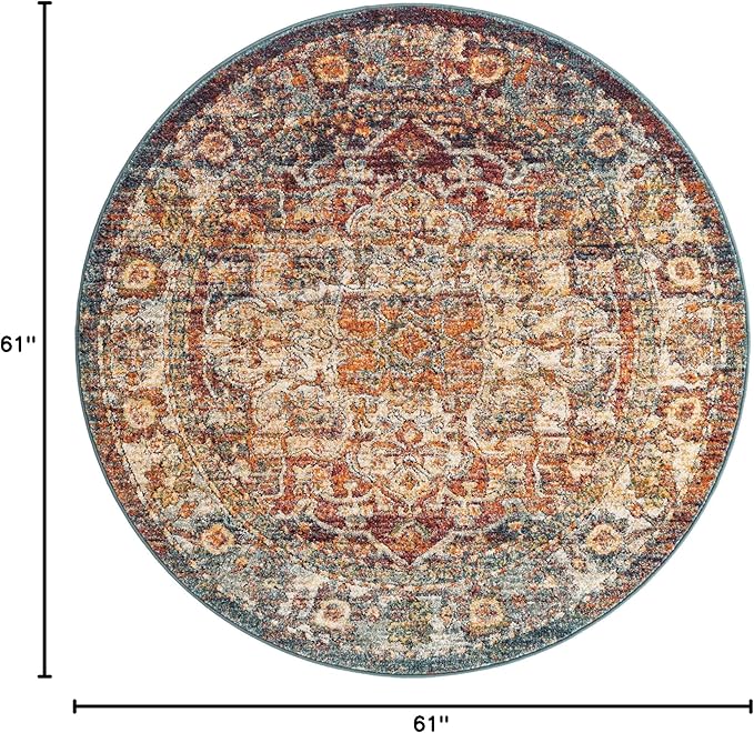 Unique Loom Isabella Collection Area Rug - Adjani (5' 1" Round, Multi/ Beige)