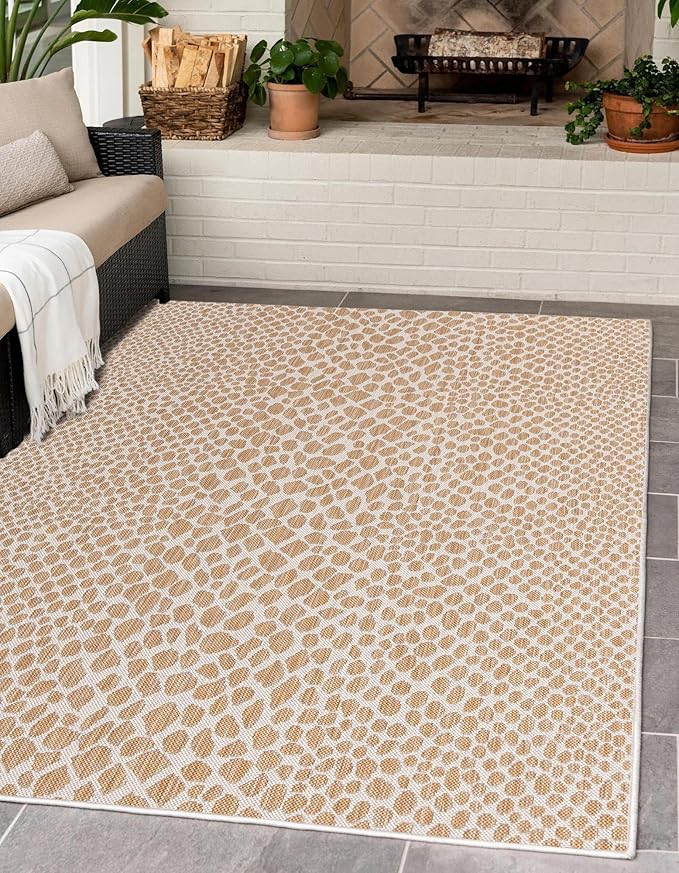 Unique Loom Jill Zarin Outdoor Collection Area Rug - Cape Town (13' Square, Dark Beige/ Ivory)