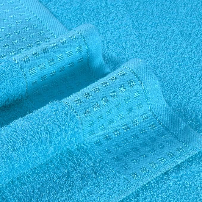 GLAMBURG 100% Cotton 2 Pack Oversized Bath Towel Set 28x55 Inches, Ultra Soft Highly Absorbant Compact Quickdry & Lightweight Large Bath Towels, Ideal for Gym Travel Camp Pool - Turquoise Blue