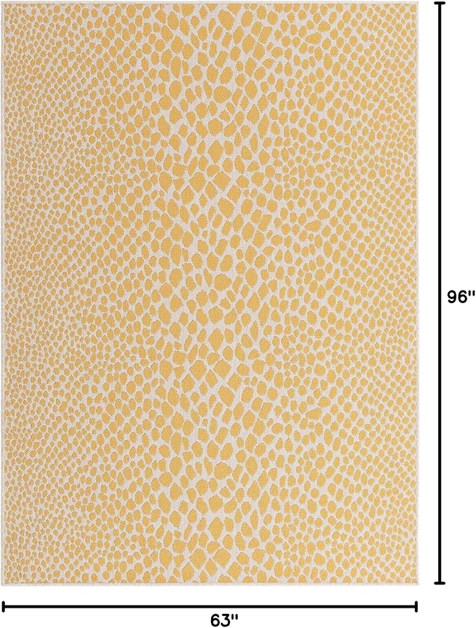 Unique Loom Outdoor Collection Area Rug - Cape Town (5' 3" x 8' Rectangle, Yellow Ivory/ Ivory)