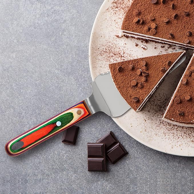 Totally Bamboo Baltique Marrakesh Collection Cake and Pie Server, Stainless Steel Wedding Cake Knife and Server with Comfortable Wooden Handle