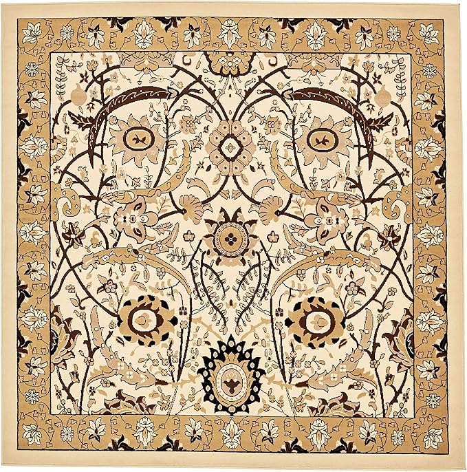 Unique Loom Espahan Collection Area Rug - Cape Cod (8'Square, Ivory/ Beige)