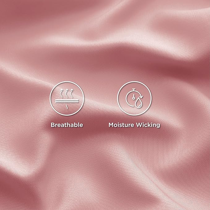 Bedsure California King Sheet Sets, Cooling Sheets, Rayon Derived from Bamboo, Breathable & Soft, Deep Pocket Up to 16 Inches, Hotel Luxury Silky Bedding for Hot Sleepers, Blush Pink