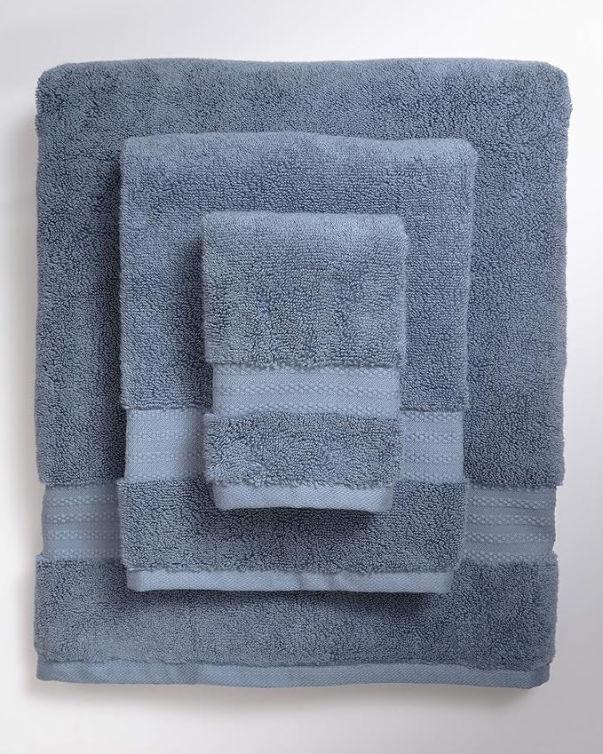 100% Organic Cotton Bath Towel Set | Bathroom Luxury Towel Set of 6 | GOTS Certified | Hotel Premium Towels | 700 GSM | 2 Bath Towel 30 x 56 | 2 Hand Towel 16 x 30 | 2 Wash Cloth 13 x 13 | Dark Blue