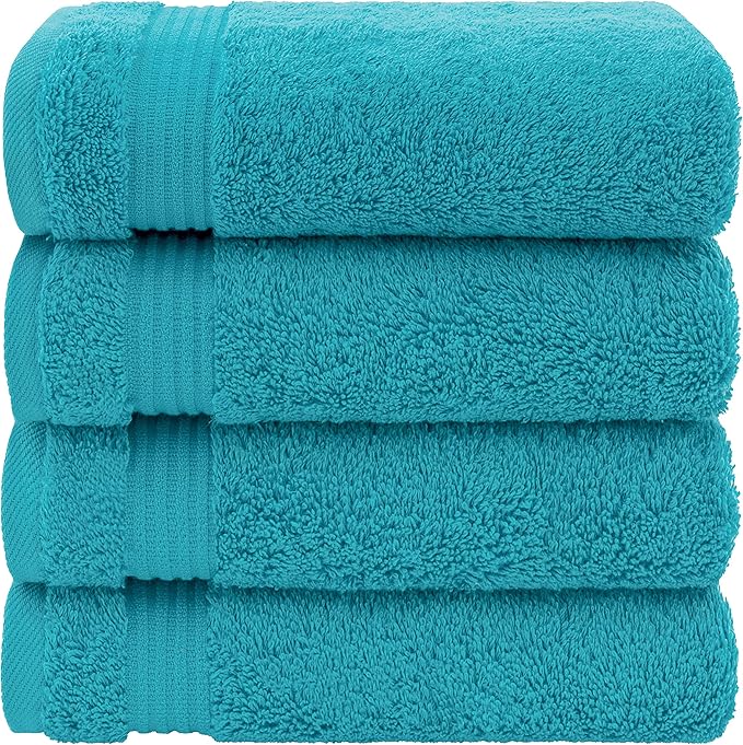 American Veteran Towel, Hand Towels for Bathroom Set of 4, 100% Cotton Turkish Hand Towel Sets, Soft Hand Face Towels, Aqua Blue Hand Towels