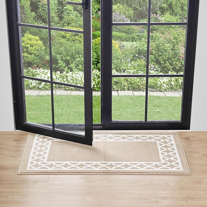 Nautica – Runner Rug | Indoor Runners for Hallways and Entry Rugs| Non-Slip and Non-Skid Entry and Kitchen Door Mat| Machine Washable Entryway Carpet Rugs | 2'2" x 3'9" | Trellis Beige