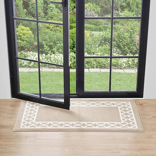 Nautica – Runner Rug | Indoor Runners for Hallways and Entry Rugs| Non-Slip and Non-Skid Entry and Kitchen Door Mat| Machine Washable Entryway Carpet Rugs | 2'2" x 3'9" | Trellis Beige