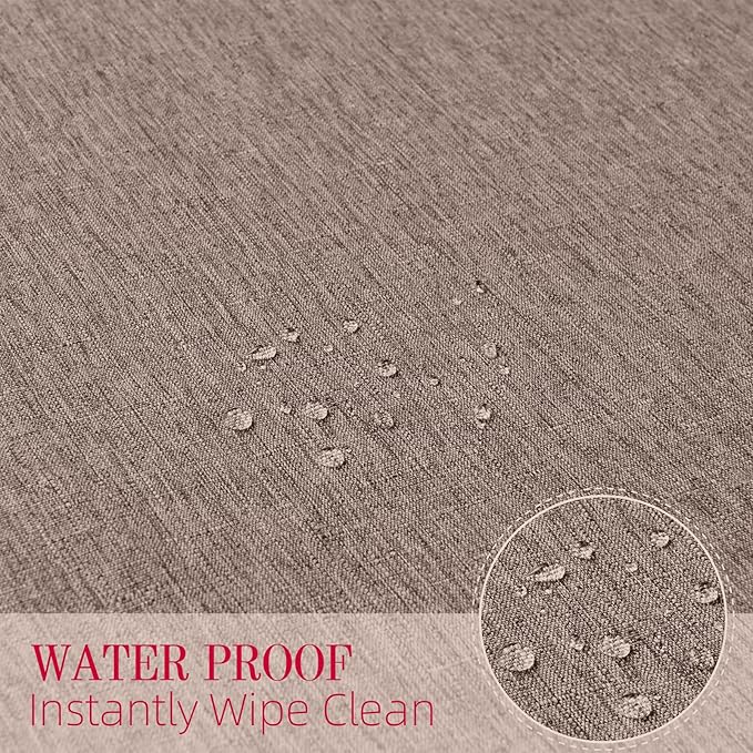 Cloth Place Mats Set of 8–Reusable Rectangular Waterproof Fabric Polyester Washable Wipeable Heat Resistant Linen for Kitchen Dining Dinner Restaurant Wedding Table(Mocha/13x19 Inch)