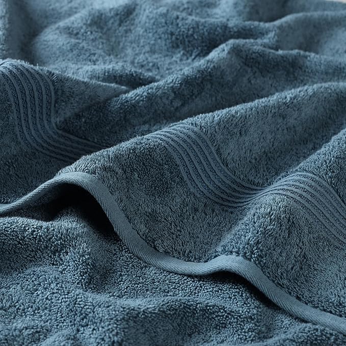 Superior Heritage Egyptian Cotton 3 Piece Towel Set, Heavyweight Towels for Bathroom, Guest Bath, Luxury Home Decor, Plush Absorbent Essentials, Includes 1 Bath, 1 Hand, 1 Face Towel, Sapphire