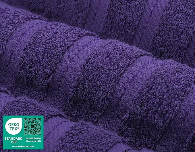 American Soft Linen Premium 3 Piece Towel Set, 1 Bath Towel 1 Hand Towel 1 Washcloth, 600 GSM 100% Cotton Turkish Towels for Bathroom, Purple Towel Set
