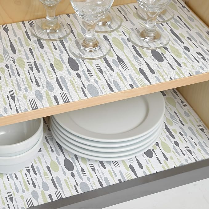 Con-Tact Brand Grip Prints Shelf Liner, Durable and Non-Adhesive Liners, Non-Slip Drawer and Cabinet Liner, 18" x 8', Lunchbox, Pack of 1 Roll