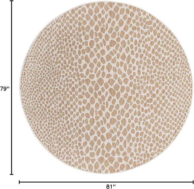 Unique Loom Outdoor Collection Area Rug - Cape Town (6' 7' Round, Dark Beige/ Ivory)