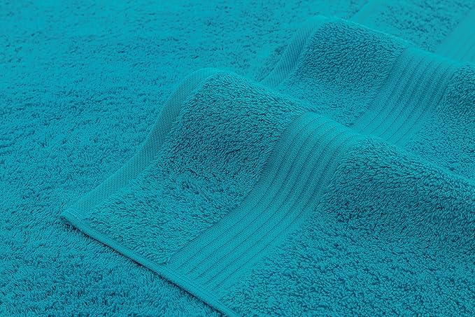 American Veteran Towel, 100% Cotton Turkish 6 Piece Towel Set Luxury Towels Set of 6 for Bathroom Essentials 2 Bath Towels 2 Hand Towels 2 Washcloths, Aqua Blue