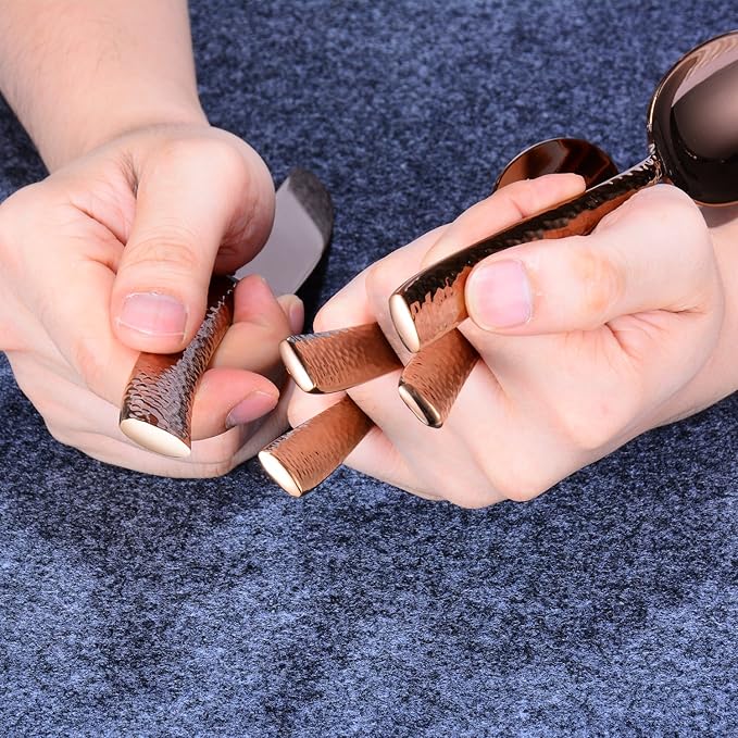 Silverware Rose Gold Hammered Heavy Flatware Set Cutlery Set Stainless Steel Mirror Finished Utensil 20 Pieces Spoons Forks and Knives Service for 4