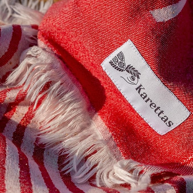 Turkish Beach Towel - 100% Organic Cotton - Soft, Quick-Dry, Sand Proof, Prewashed - Lightweight & Oversized for Beach, Pool, Yoga, Bath, Travel, Gym, Throw - Merlot (Red)