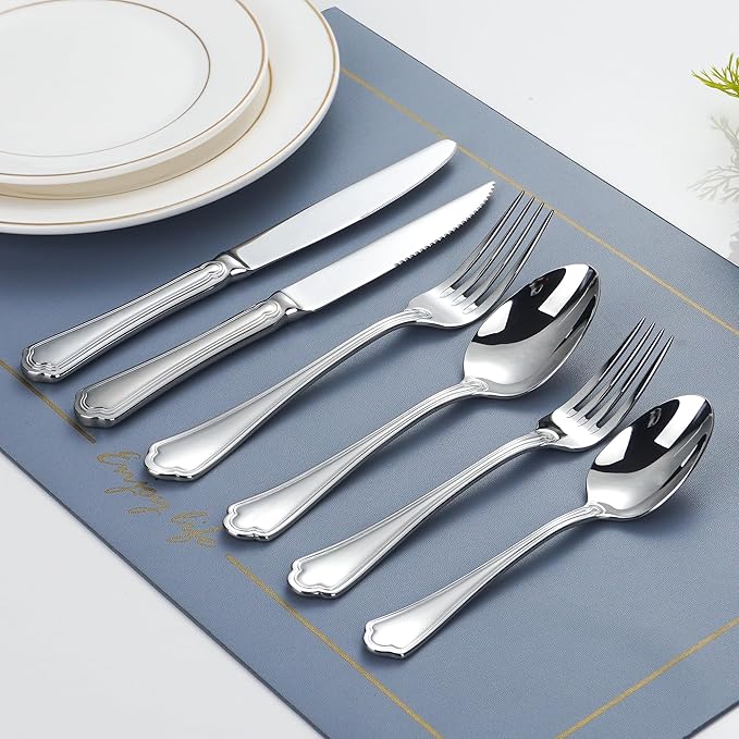 Silverware Set for 8, 40 Piece Flatware Set 18/10 Stainless Steel, High End Silverware, Fork Knife and Spoon Set, High End Flatware, Ideal for Gift