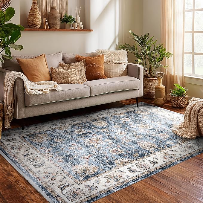 Well Woven Indira Elysium Vintage Panel Midnight Blue 5x7 (5'3" x 7'3") Area Rug | Heritage-Inspired, Soft & Durable, Easy to Clean for Living Room, Bedroom, Dining Room