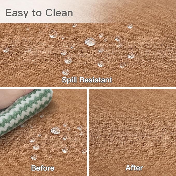 maxmill Tablecloth Linen Textured Stain Resistant Waterproof and Wrinkle Resistant Spill-Proof Table Cloth for Dining Room Decoration Harvest Thanksgiving Parties, Rectangle 60 x 120 Inch, Amber