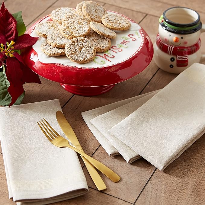 DII Holiday Dining Table Linen Sparkle Metallic Kitchen Décor, Napkin Set, 20x20, Gold Metallic Stripe, 6 Piece