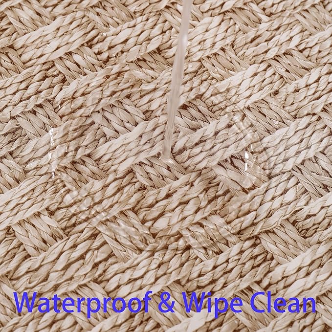 Walrus Heavy Duty Vinyl Tablecloth with Flannel Backing Waterproof Oil-Proof Plastic Table Cloth Stain-Resistant Wipeable Rectangle or Square Table Cover for Indoor and Outdoor (Weave, 60X102 Inch)