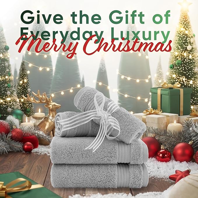 American Veteran Towel, 100% Cotton Turkish Washcloths for Bathroom Essentials 4 Pack, Soft Absorbent Wash Cloths Quick Drying Small Towels Washrags, Light Grey